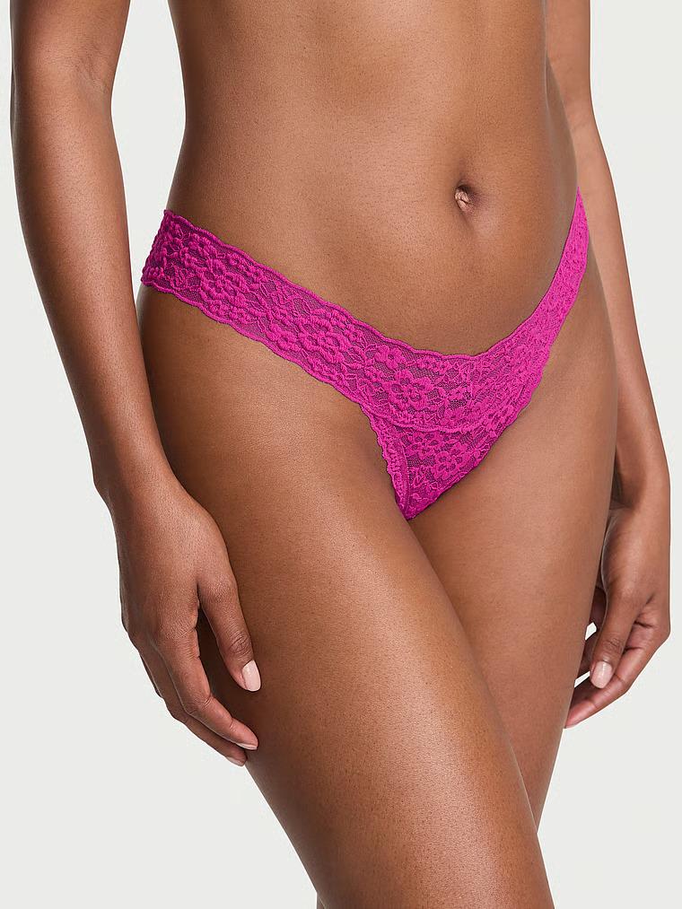 Трусики стринги Victoria's Secret Very Sexy Lace Strappy-Back Thong Panty S Розовый (27109798)