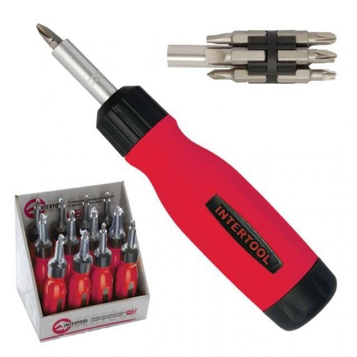 Викрутка реверсивна Intertool VT-1003 з комплектом насадок 12 шт.