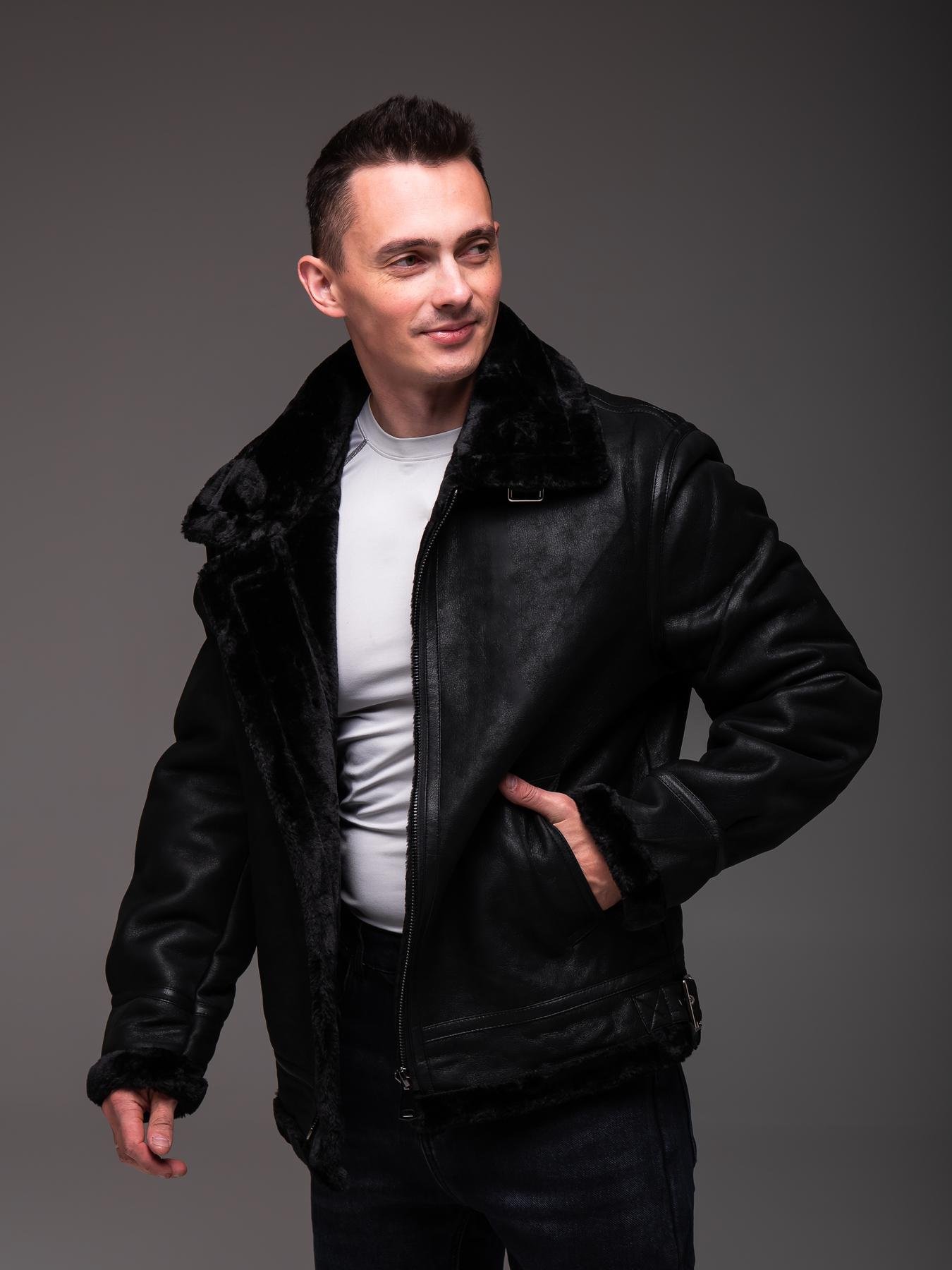 Куртка мужская зимняя на меху/эко кожа до -10°C M Черный (2426/1/2) - фото 6 Куртка мужская зимняя на меху/эко кожа до -10°C M Черный (2426/1/2) - фото 6