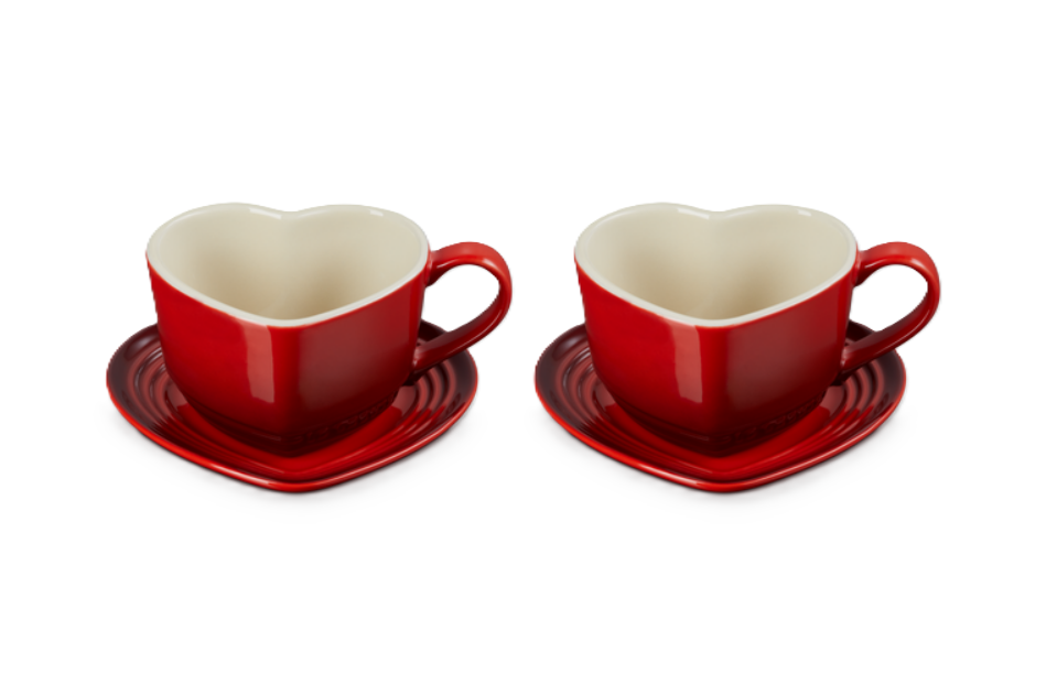 Набор чашек с блюдцами Le Creuset Heart Cerise 2 шт. 220 мл (89318220600099)