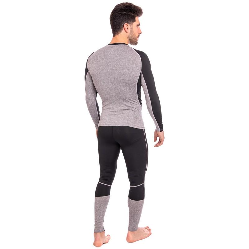 Компресійний одяг чоловічий LIDONG LD-1005-LD-1205 лонгслів і штани XXXL/р. 52-54 Чорний/Сірий (6936116101148) - фото 2