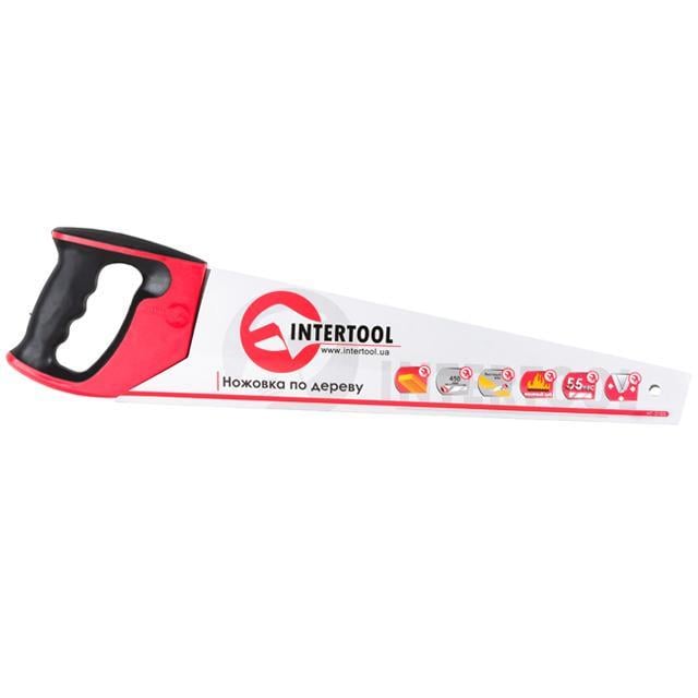 Ножовка по дереву Intertool HT-3105 с каленым зубом тройная заточка 7 зуб/дюйм 450 мм (111265) - фото 3