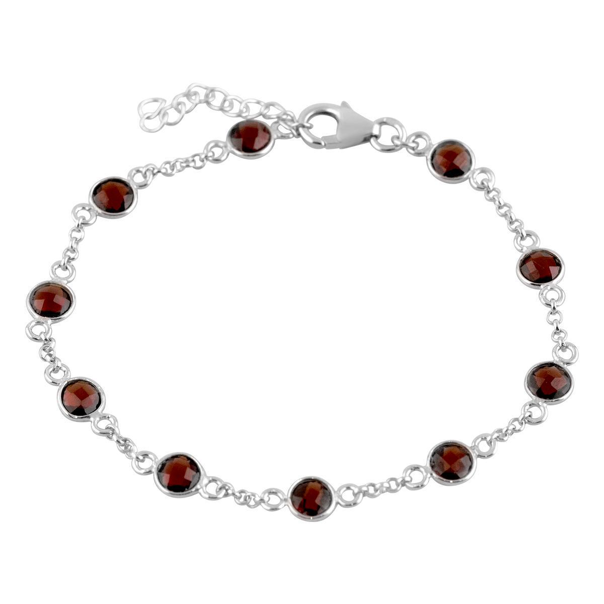 Браслет серебряный с натуральным гранатом 6,977 ct 3,53 г 18 см (2118121)