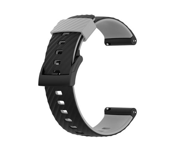 Ремешок Silicone Stripe для смарт-часов Suunto 7/Spartan/Sport/9 Baro/D5 24 мм Черно-серый