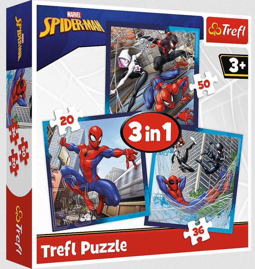Пазл Trefl 3в1 - Друзі-павуки Марвел