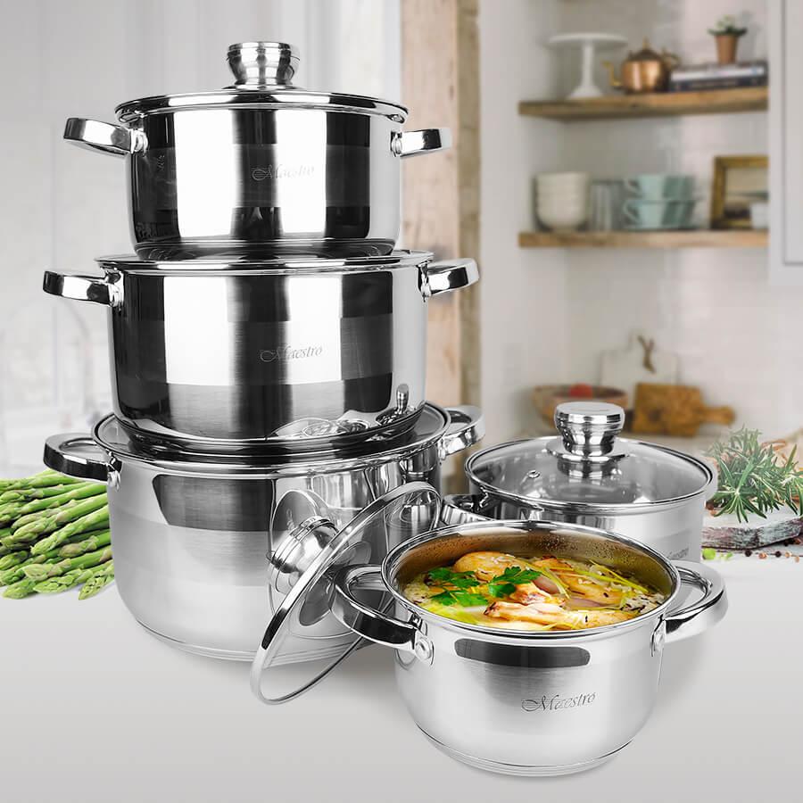 Набір каструль з мірною шкалою та багатошаровим дном 10 шт. (MR-2220-10) - фото 8 Набір каструль з мірною шкалою та багатошаровим дном 10 шт. (MR-2220-10) - фото 8