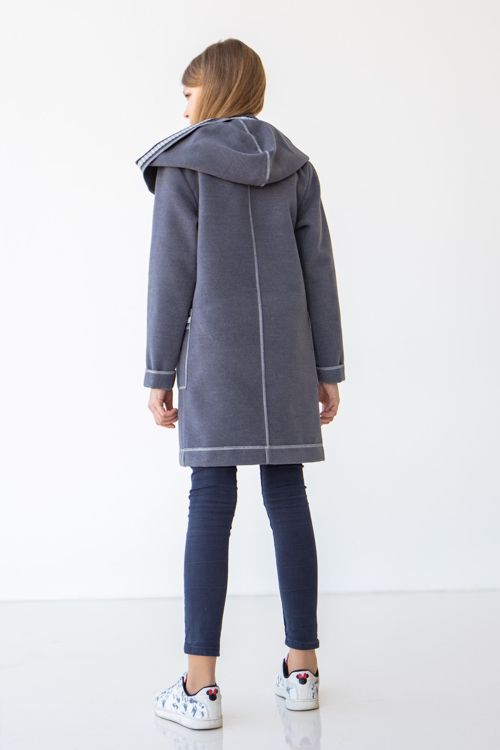 Полупальто демисезонное Diва на девушку подростка с капюшоном и накладными карманами 146 см Серый (705) - фото 3 Полупальто демисезонное Diва на девушку подростка с капюшоном и накладными карманами 146 см Серый (705) - фото 3