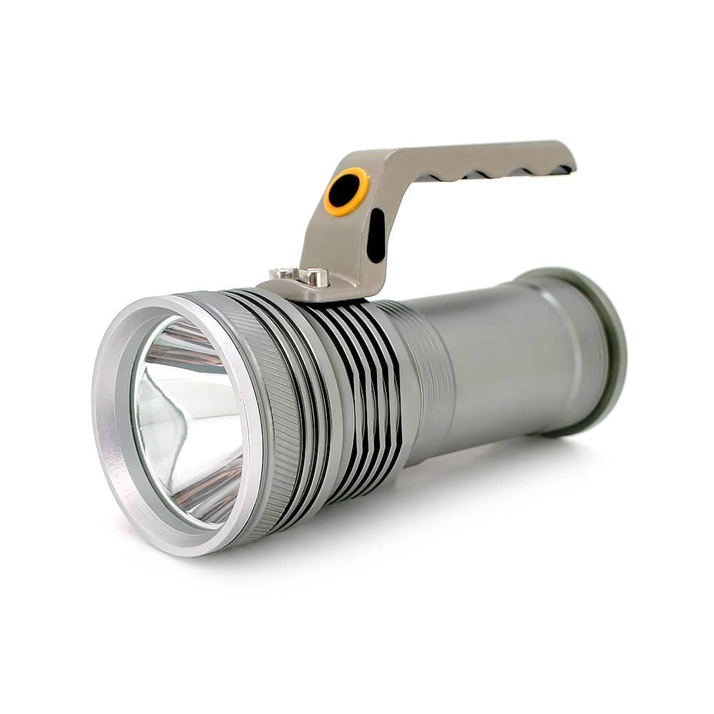 Ліхтар пошуковий GLH-3405 1LED T6 10W 3 режими 2*18650 IP40 СЗУ перехідник 150х65х95 мм Silver (32526)
