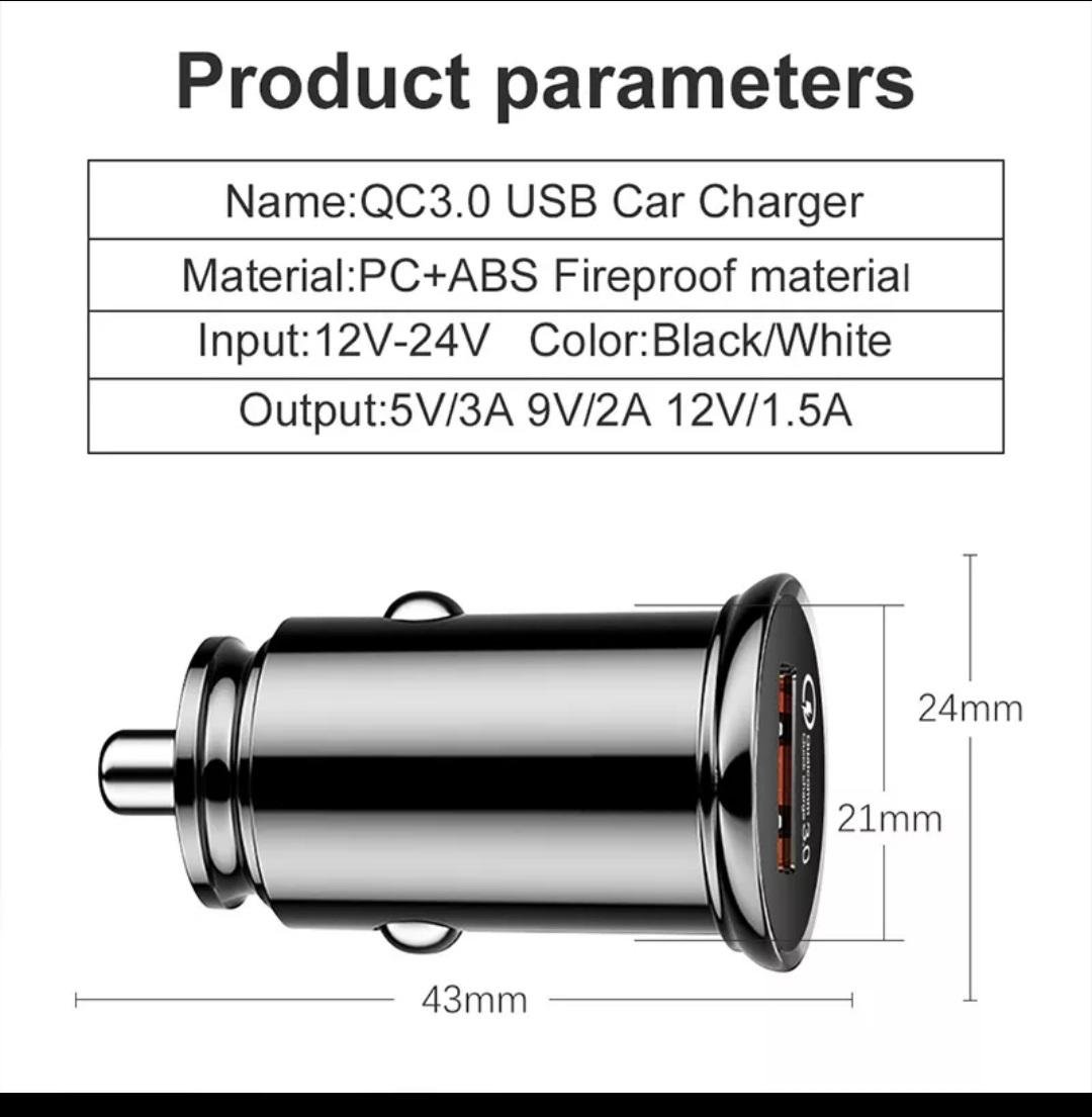 Зарядное устройство автомобильное Mini Qualcomm Quick Charge 3.0 5 В 3 A (SLS-B01) - фото 3