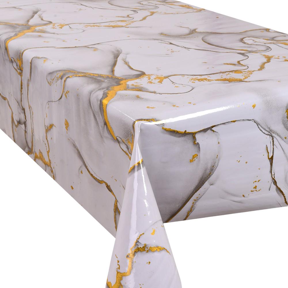 Клеенка на стол MA-5446 1,4х20 м Бело-серый с золотым (31330613) Клеенка на стол MA-5446 1,4х20 м Бело-серый с золотым (31330613)