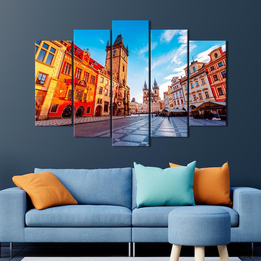 Картина на полотні Красиві будинки на вулиці в Празі 137x85 см (V252-5_L)