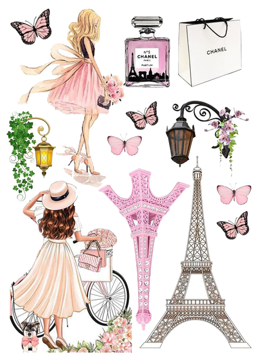 Картинка на торт вафельная Девочка Париж (14183) Картинка на торт вафельная Девочка Париж (14183)