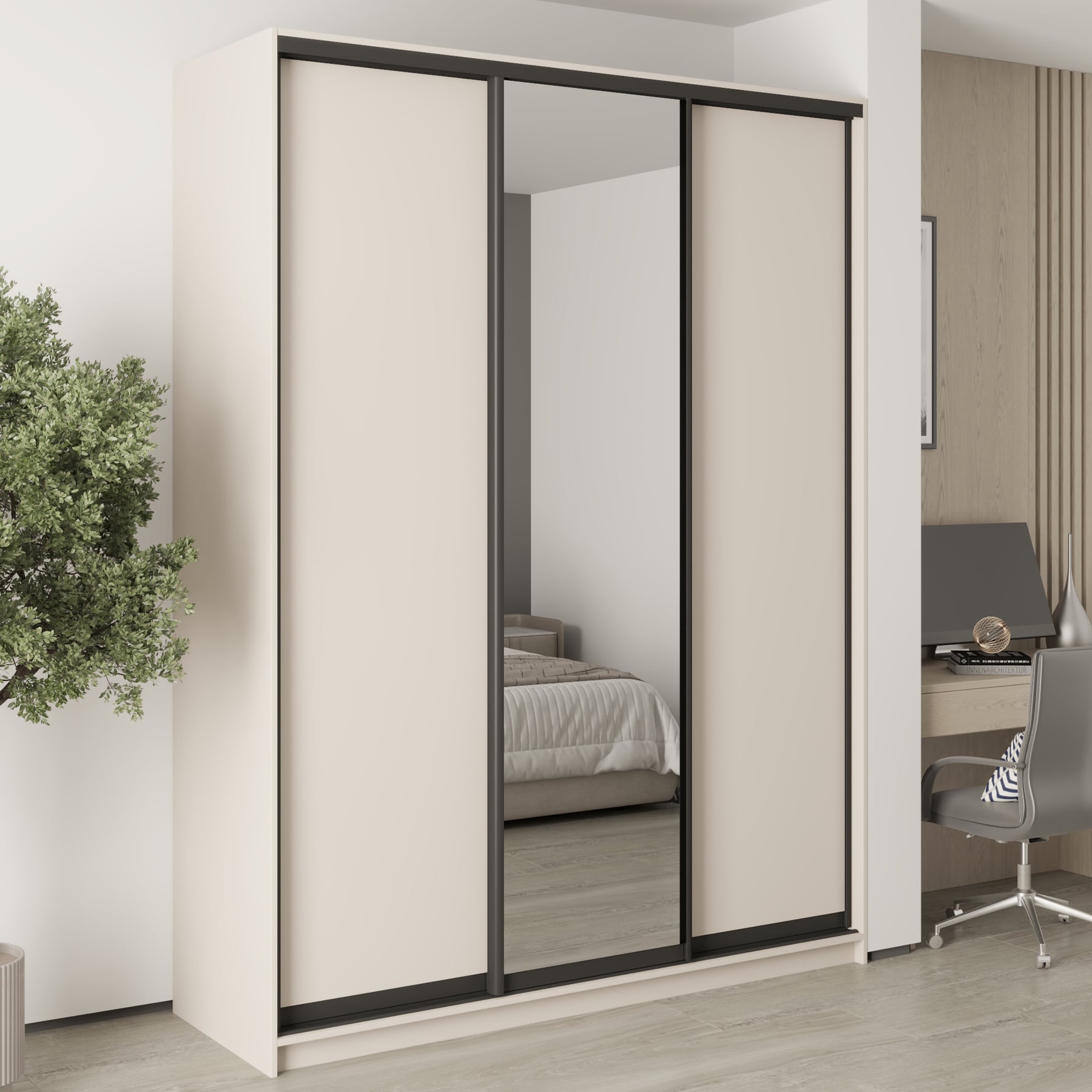 Шафа-купе тридверна Mebel Star Комбо BG MBS-9658 180х60х240 см Кашемір (1009647) - фото 1