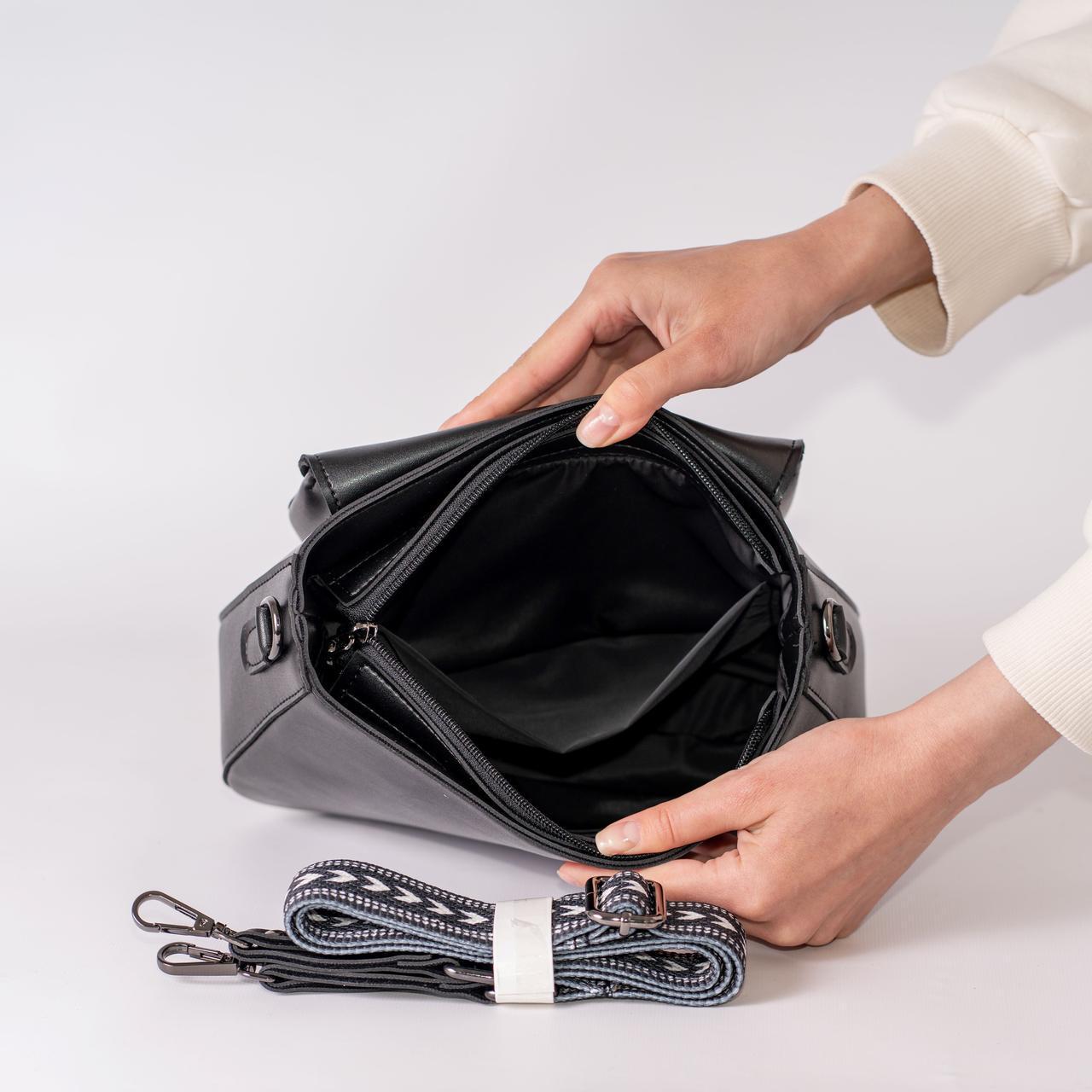 Сумка женская кросс-боди XENIA № 41-24 из эко-кожи Черный - фото 3 Сумка женская кросс-боди XENIA № 41-24 из эко-кожи Черный - фото 3