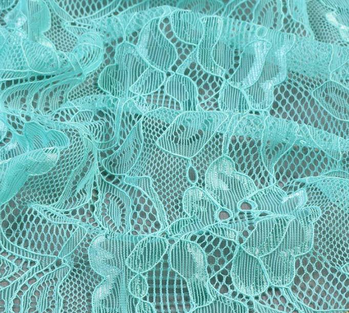 Тканина мереживне полотно стрейч квіти на сітці ширина 150 см Блакитний (11135.070)