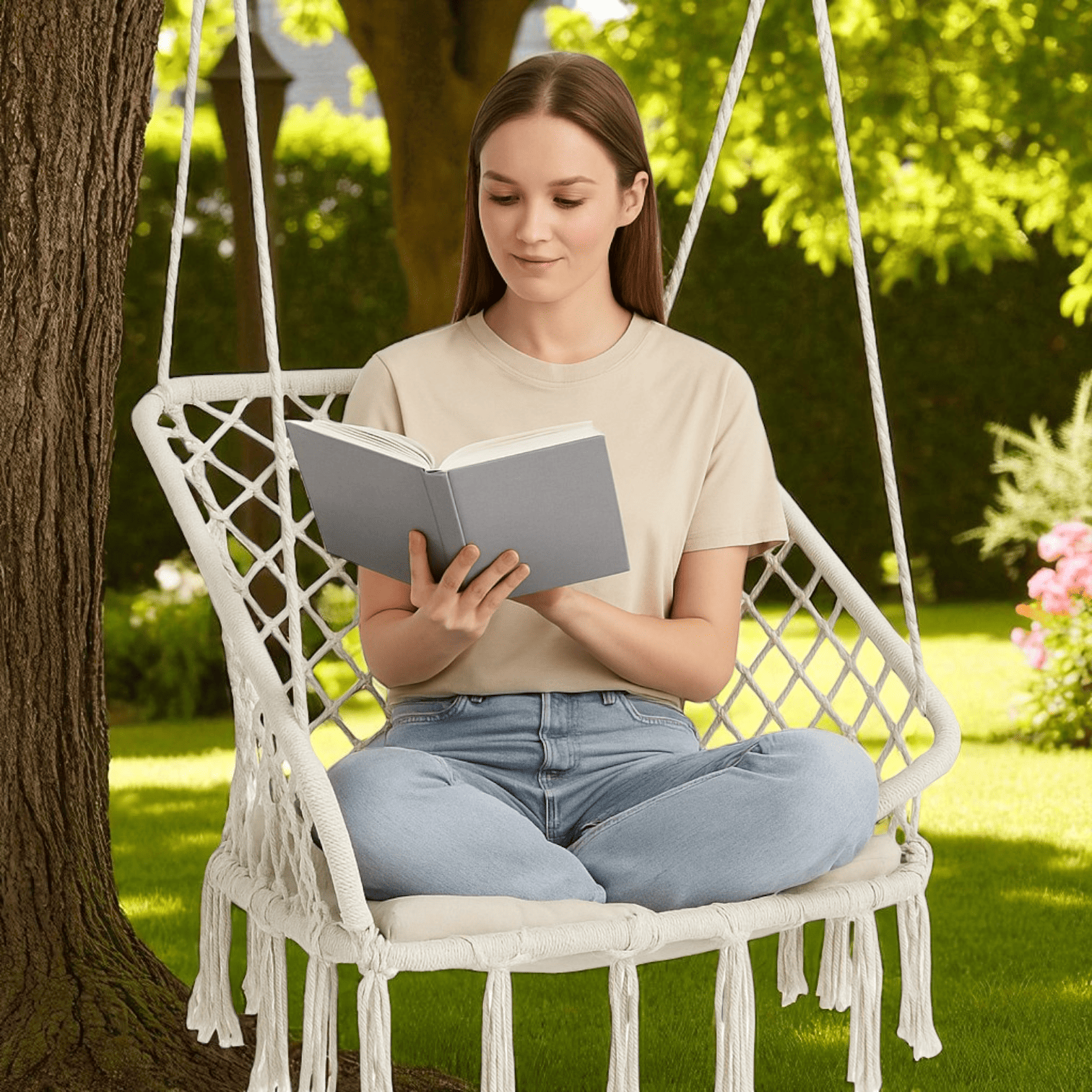 Кресло-качели садовые WCG с подушкой Белый (QNSW03WH) - фото 2