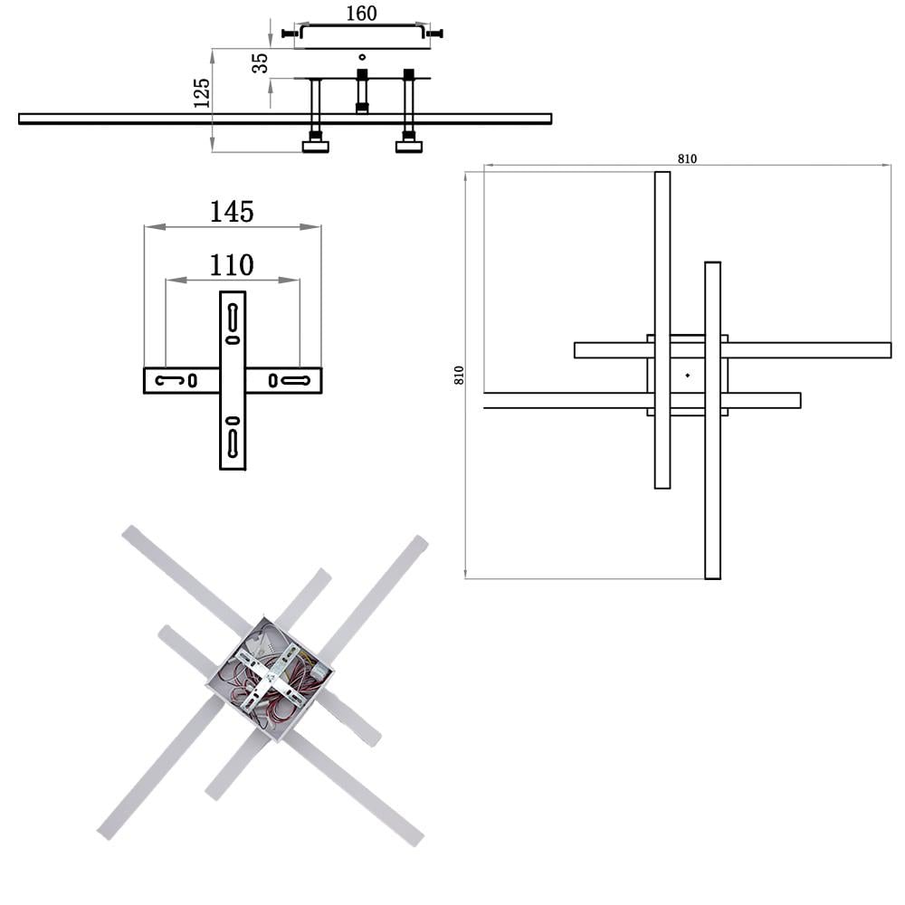 Люстра світлодіодна ESLLSE LINE 4L 60 Вт 810x810x125 мм Білий (10549) - фото 5