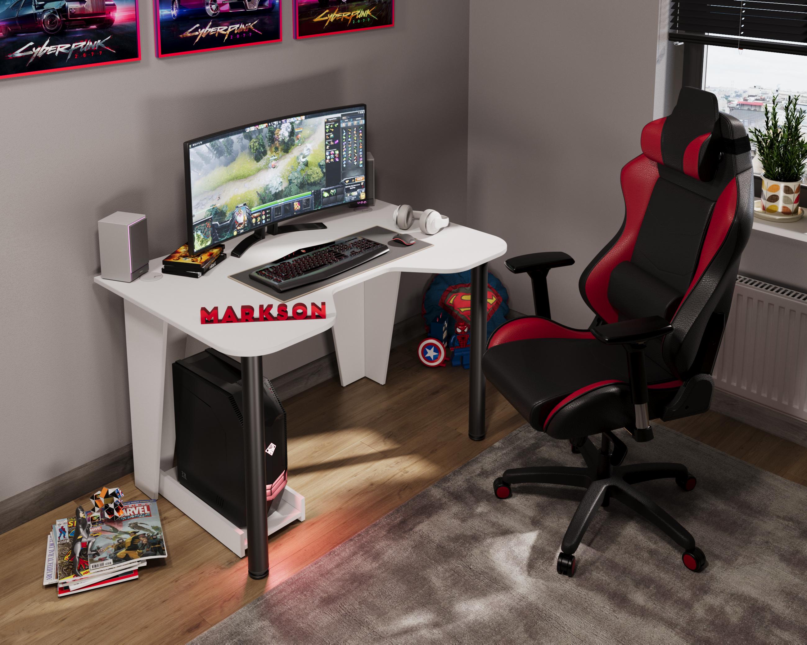 Компьютерный стол игровой STALKER Белый (24117246) - фото 5 Компьютерный стол игровой STALKER Белый (24117246) - фото 5