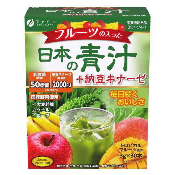 Смесь экстрактов Fine Japan Fruit Aojiru + Nattokinase 3 г 30 sticks (000024279)