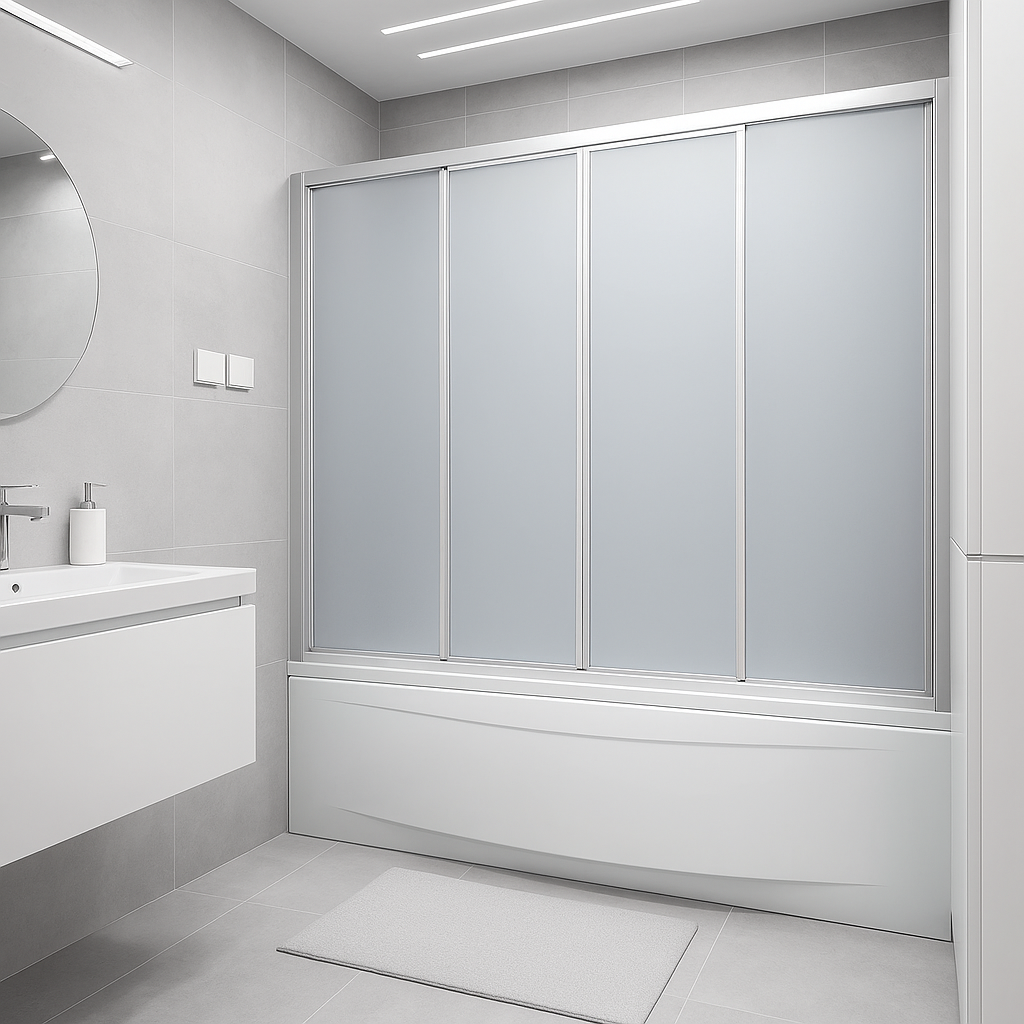 Штора на ванну скляна KO&PO F 140 S розсувні двері матове скло 140х140 см Сатин (C10638)