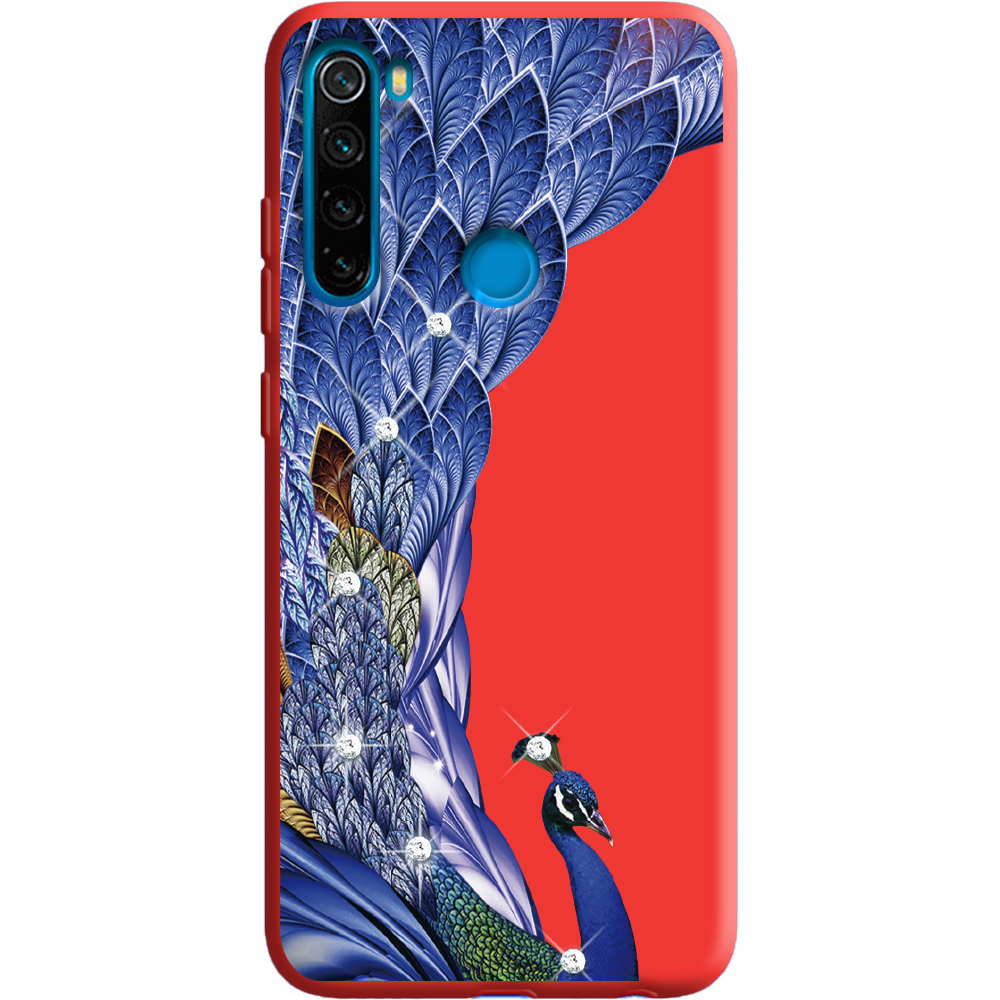 Чохол Boxface Xiaomi Redmi Note 8 Павич зі стразами Червоний силікон  (38214-rs7-38683)