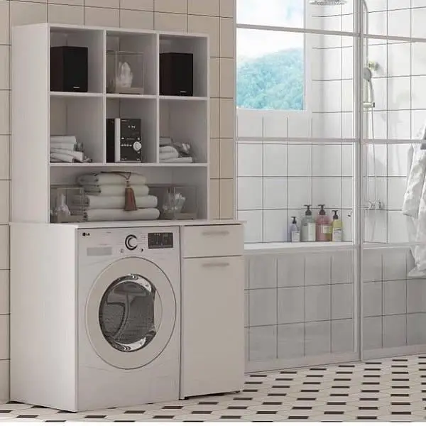 Шкаф-пенал IdealMebel ПВ-7 в ванную под стиральную машину Белый