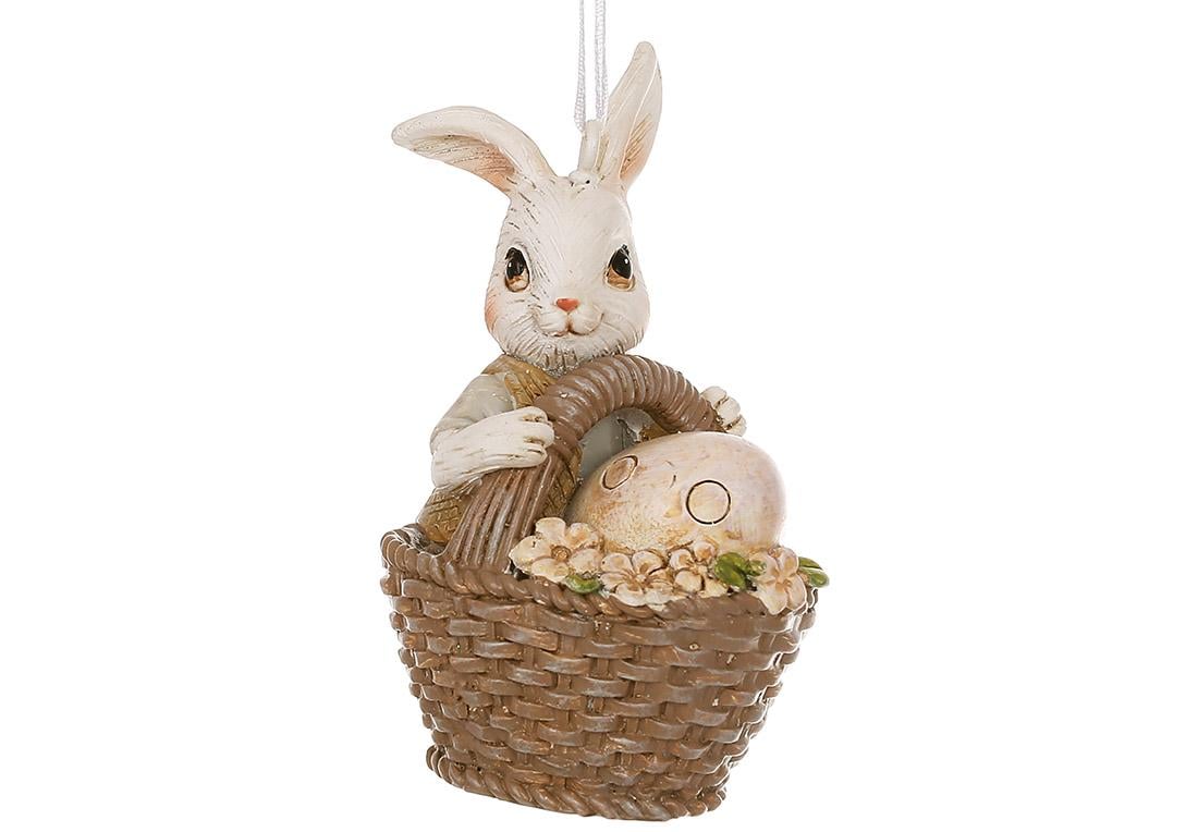 Декоративная подвеска Кролик в корзине 8 см (K07-890)