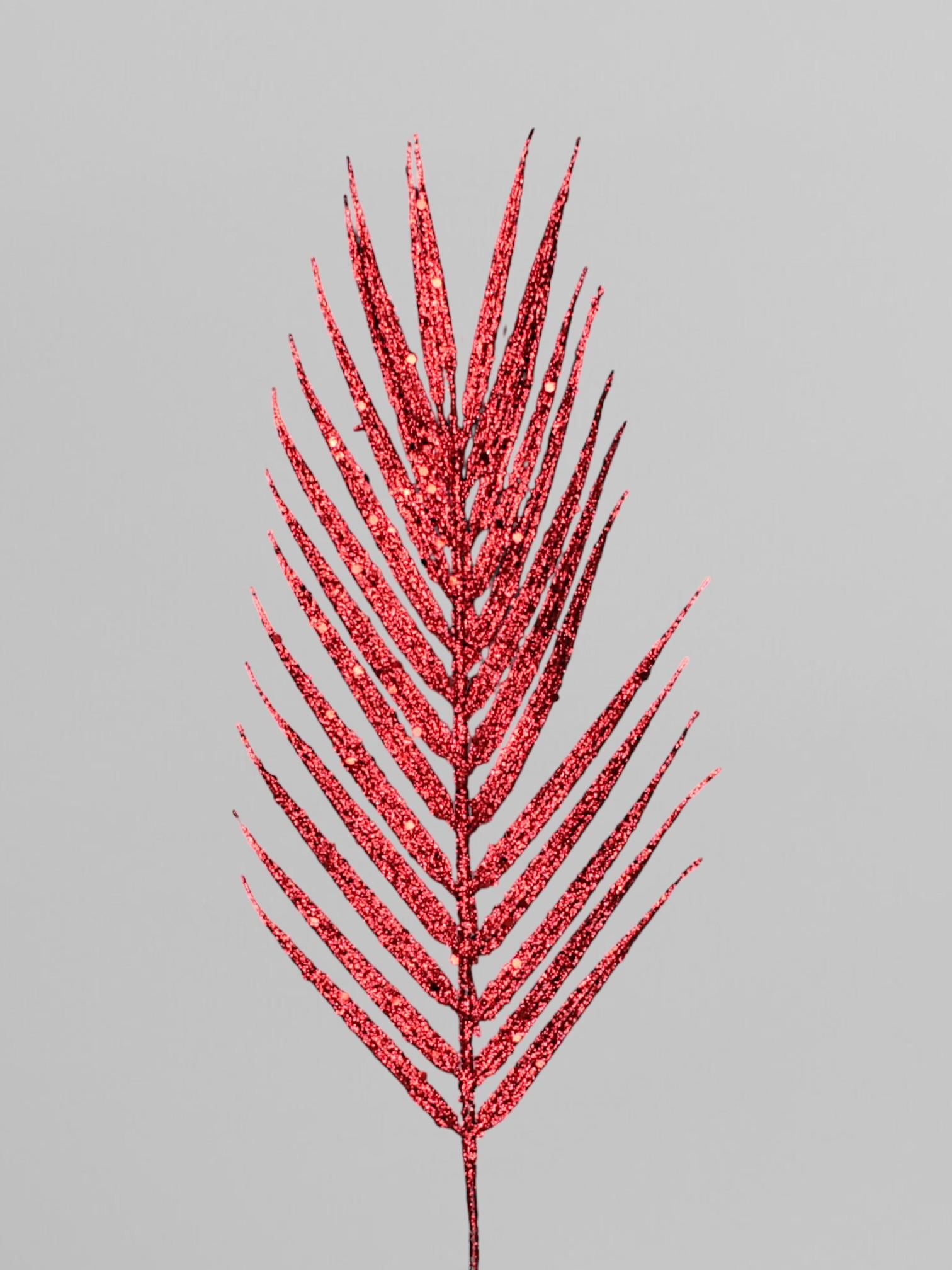 Пальмовая ветвь с глитером и пайетками 43 см Красный (Р03123)