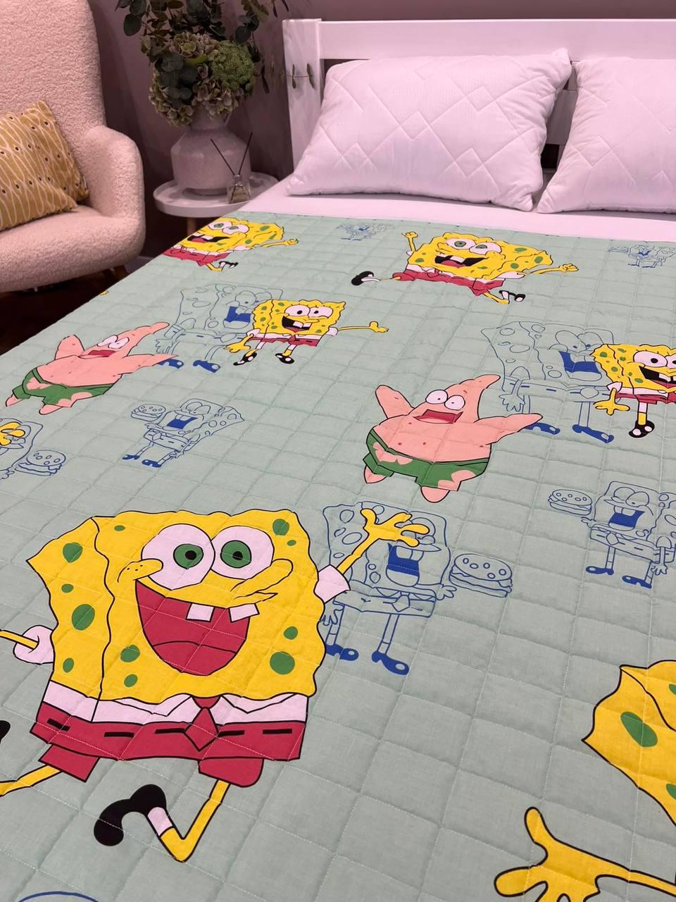 Ковдра дитяча з малюнком Губка Боб двостороння 150х210 см Блакитний - фото 3 Ковдра дитяча з малюнком Губка Боб двостороння 150х210 см Блакитний - фото 3