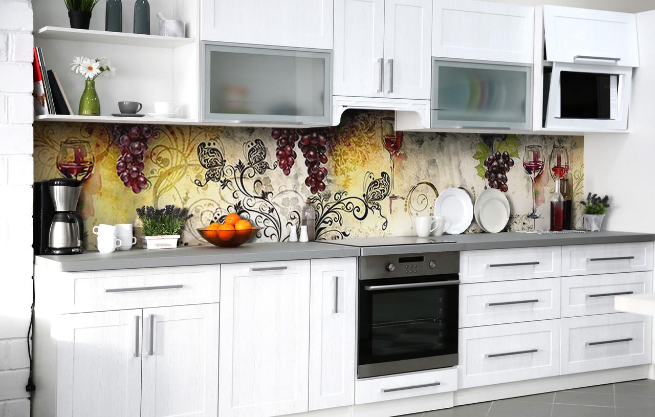 Кухонный фартук Бокал Каберне виниловый самоклеющийся 60х250 см