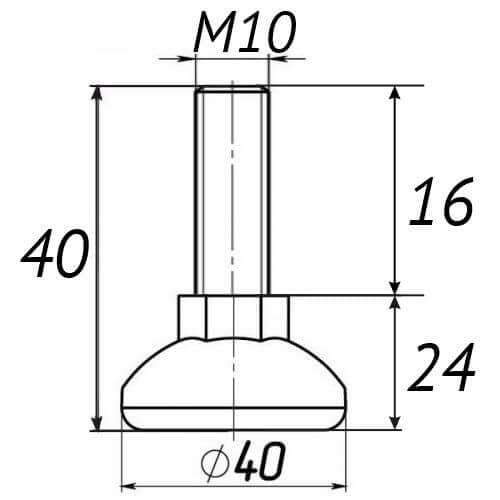 Опора регульована Steelfix М10х40 D40мм Чорний (246282) - фото 2