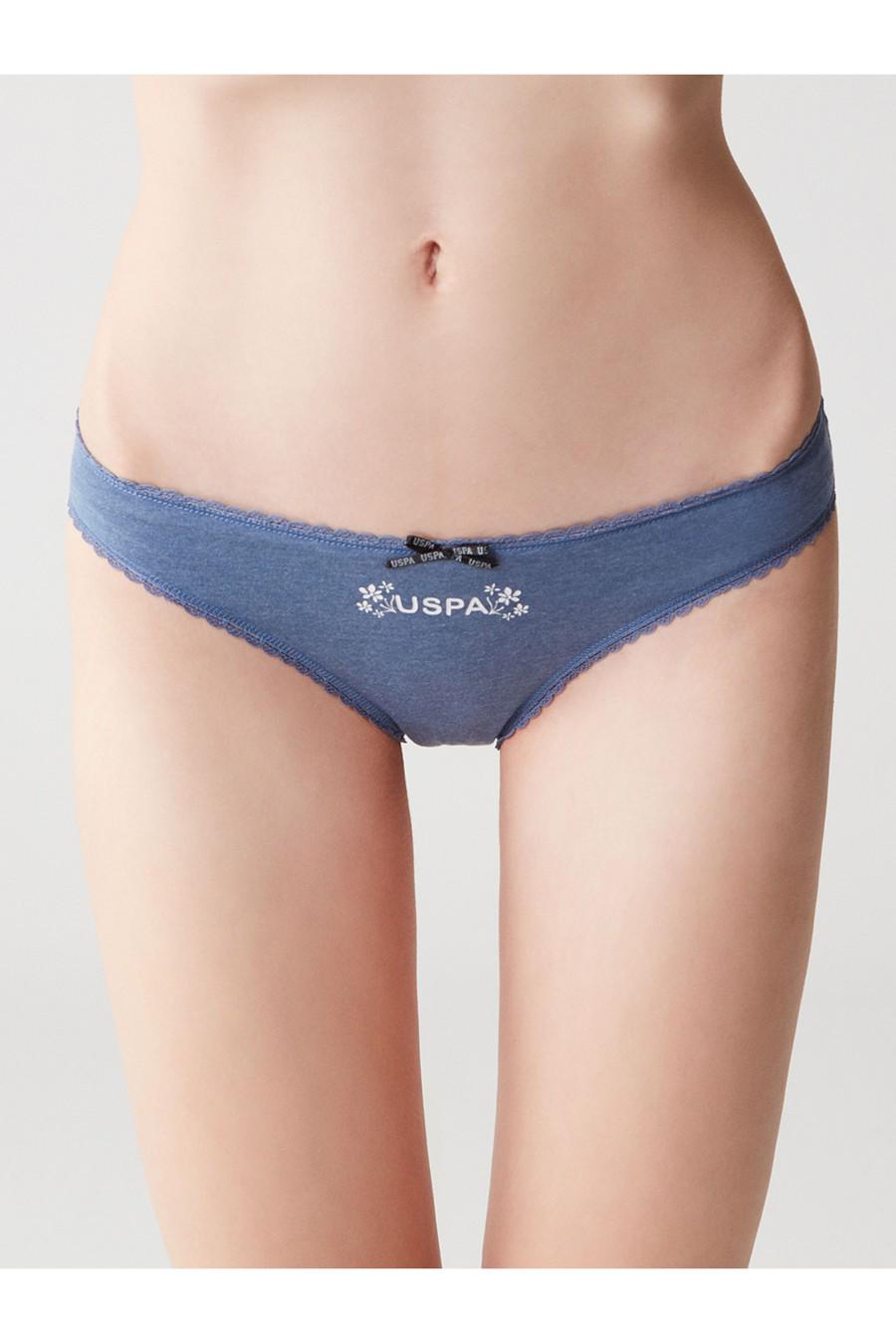 Трусики слип U.S. Polo ASSN р. 5/XL 3 шт. Синий/Бежевый (70371)