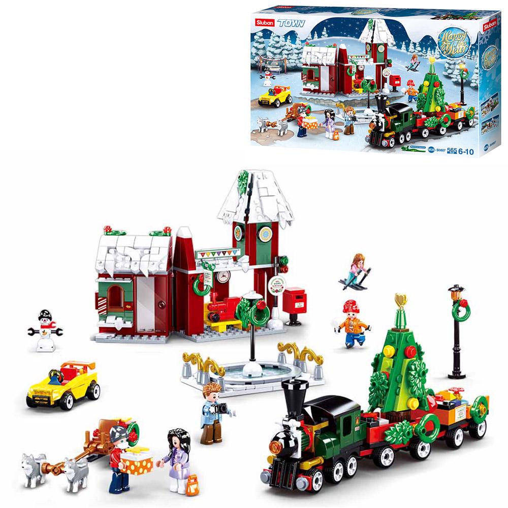 Конструктор дитячий Sluban Залізнична станція фігурки персонажів 565 деталей (M38-B0887)