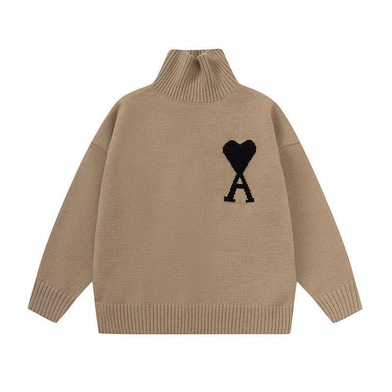 Светр AMI Paris de Coeur Sweater з коміром S Коричневий (0355)