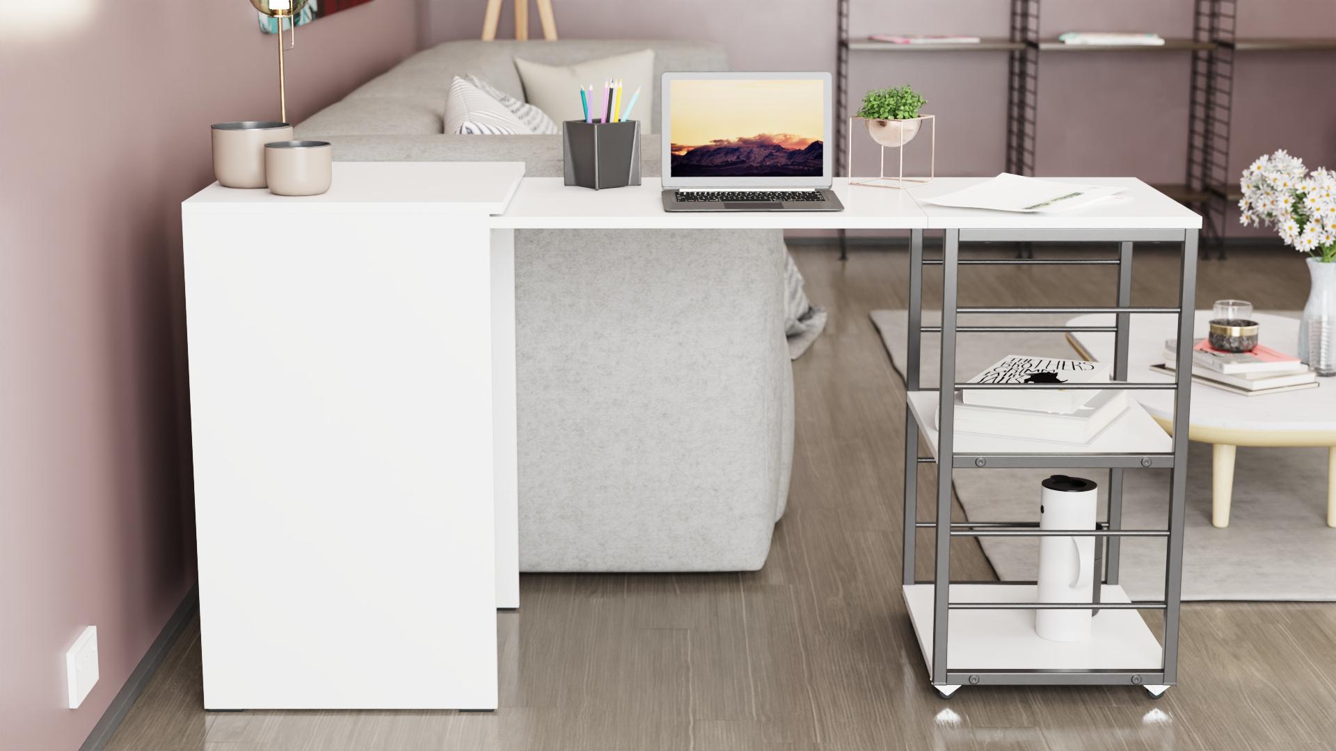 Стіл-тумба трансформер Ferrum-decor Смарт 2/1 метал/ДСП 16 мм 750x1450x500 мм Чорний/Білий (FRD-105095) - фото 6 Стіл-тумба трансформер Ferrum-decor Смарт 2/1 метал/ДСП 16 мм 750x1450x500 мм Чорний/Білий (FRD-105095) - фото 6