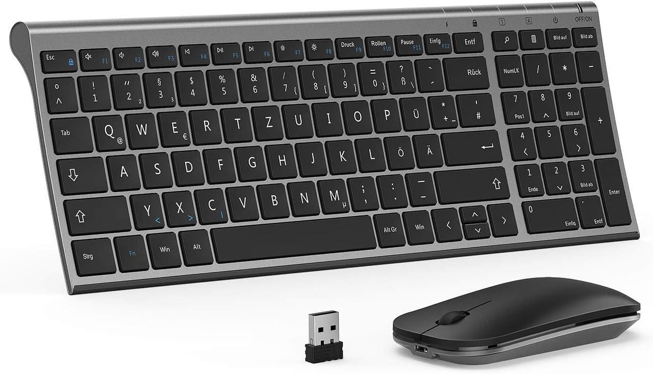 Клавиатура с мышкой беспроводная Seenda WGJP-031B QWERTZ аккумуляторная USB-A для ПК/ноутбука/Smart TV (3197647678)