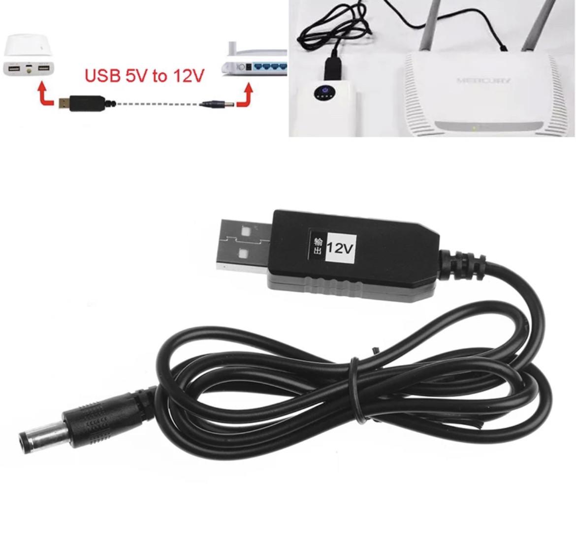 Кабель USB-DC для роутера USB-DC 12 V 5,5x2,1 мм Черный (110) - фото 2