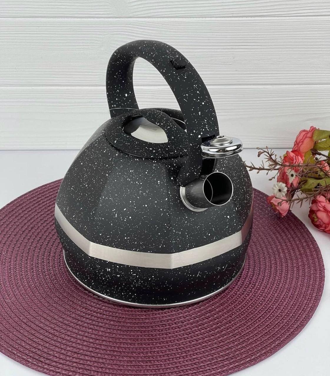 Чайник зі свистком для індукційної плити Edenberg EB-2475 з нержавіючої сталі 3 л Чорний (2530556649) - фото 3 Чайник зі свистком для індукційної плити Edenberg EB-2475 з нержавіючої сталі 3 л Чорний (2530556649) - фото 3