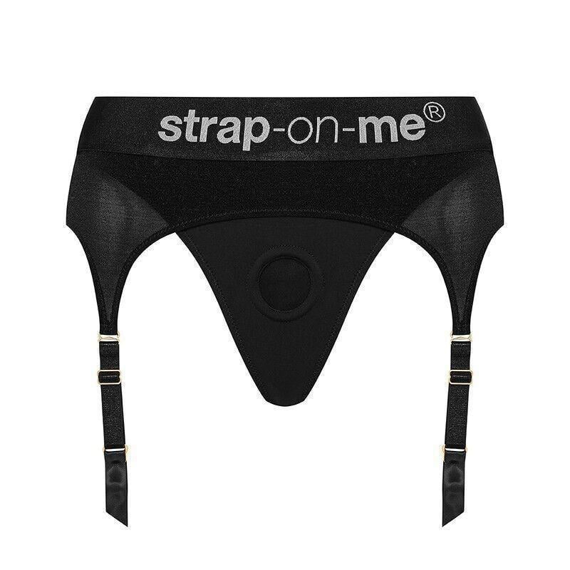 Трусики для страпона с подвязками для чулок Strap-On-Me Rebel Harness XS Черный (57474)