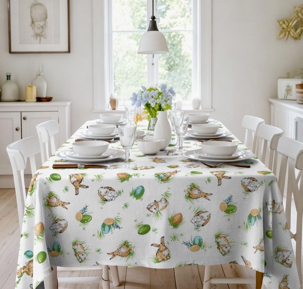 Скатерть пасхальная Кролики из натуральной ткани 150x200 см (2912862961)