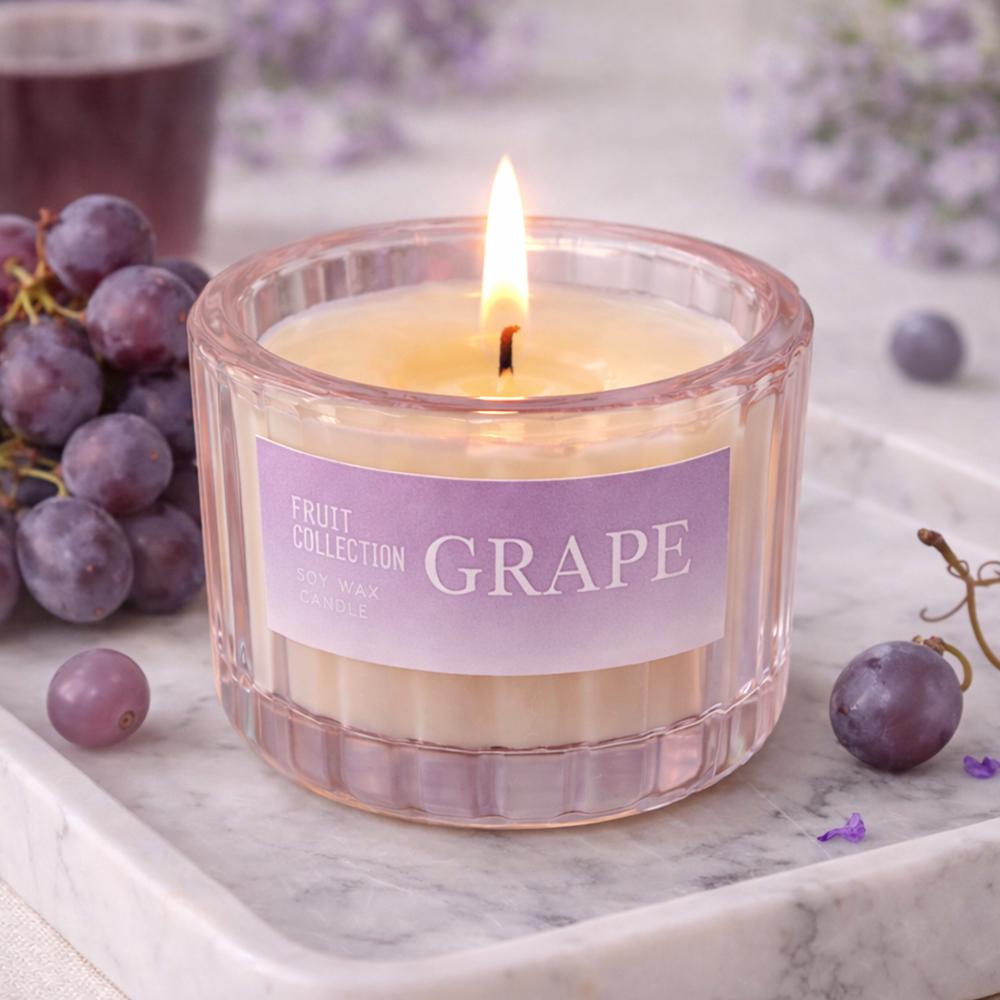 Аромасвічка у скляному стакані з кришечкою Fruit Collection Виноград 100 г 5x3,5 см (37-gra-118545)