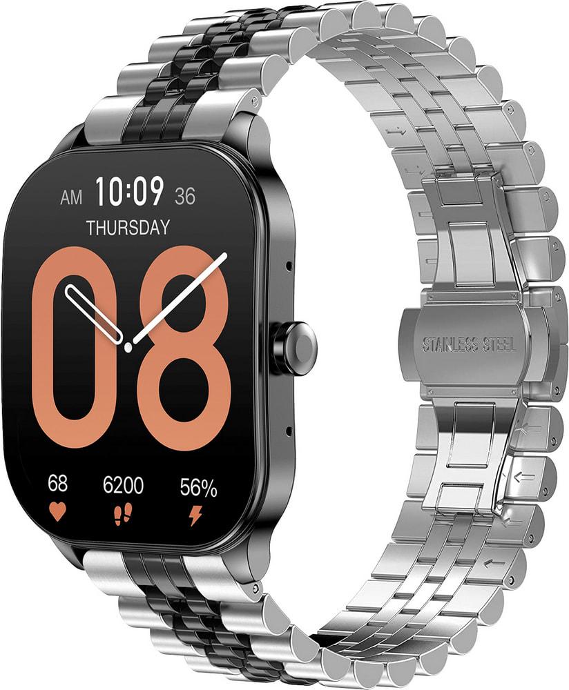 Браслет металлический Stech Line для Amazfit Pop 3S/3R Silver Black (34444-69)