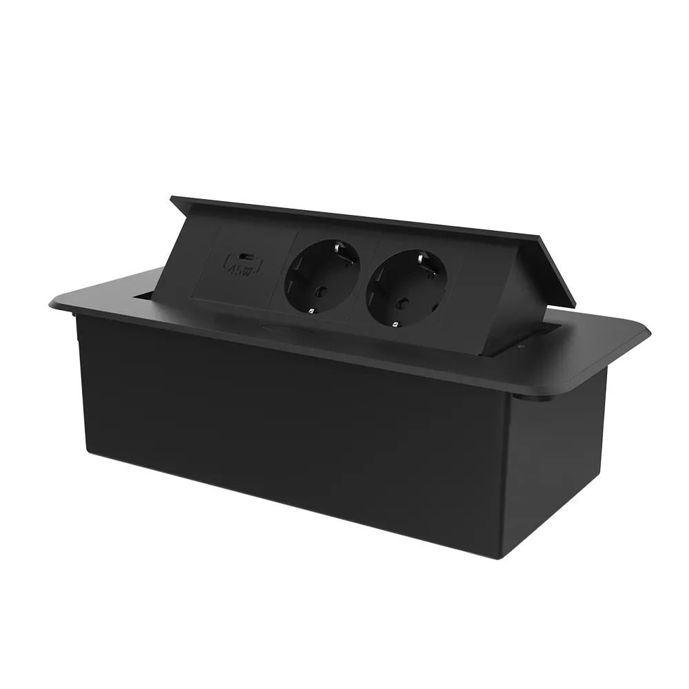 Розетка мебельная LIVOLO с USB Type-C 45 Вт алюминий Черный (VL-SHS013-TC.UC45W-BP-B) Розетка мебельная LIVOLO с USB Type-C 45 Вт алюминий Черный (VL-SHS013-TC.UC45W-BP-B)