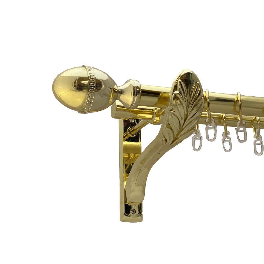 Карниз металлический Orvit Фарже двухрядный ретро/гладкая труба/кольцо металлическое Золото 25/19 мм 240 см (00-00009732)