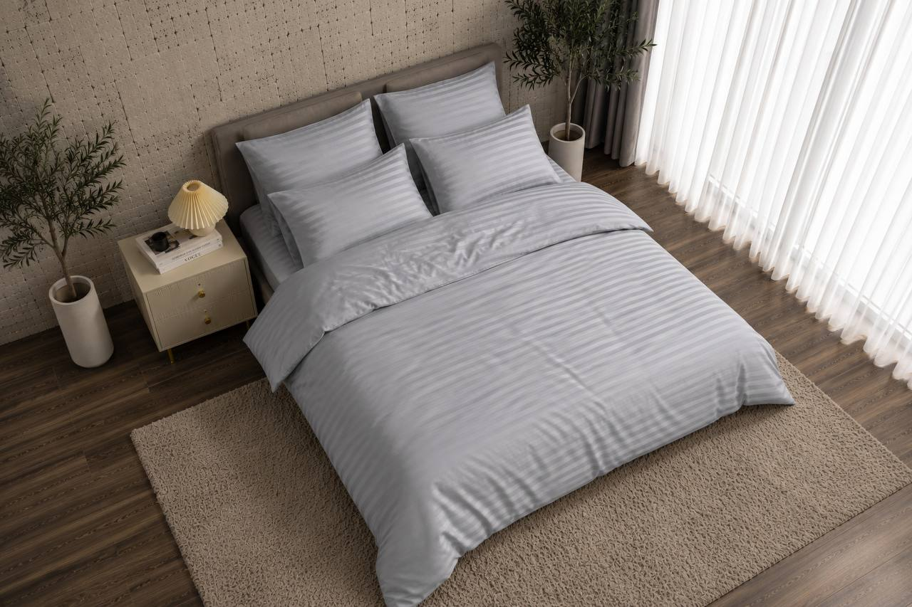 Комплект постельного белья Stripes x50 евро полисатин 240х220 см Gray (SP135-3536Gx50/E)