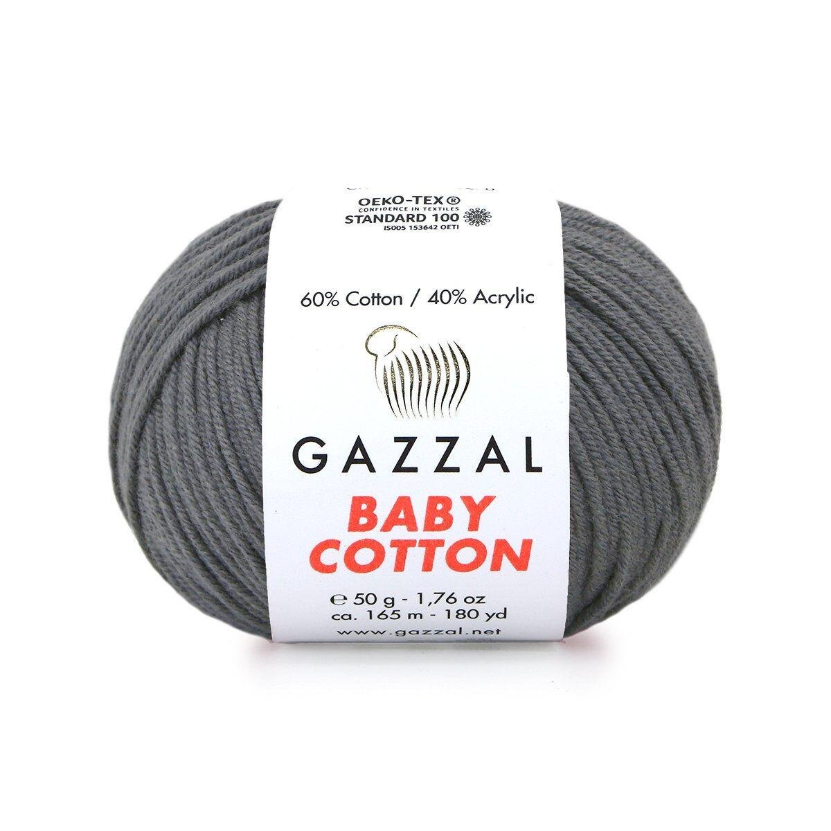 Пряжа Gazzal Baby Cotton XL 3450 Темно-сірий Пряжа Gazzal Baby Cotton XL 3450 Темно-сірий