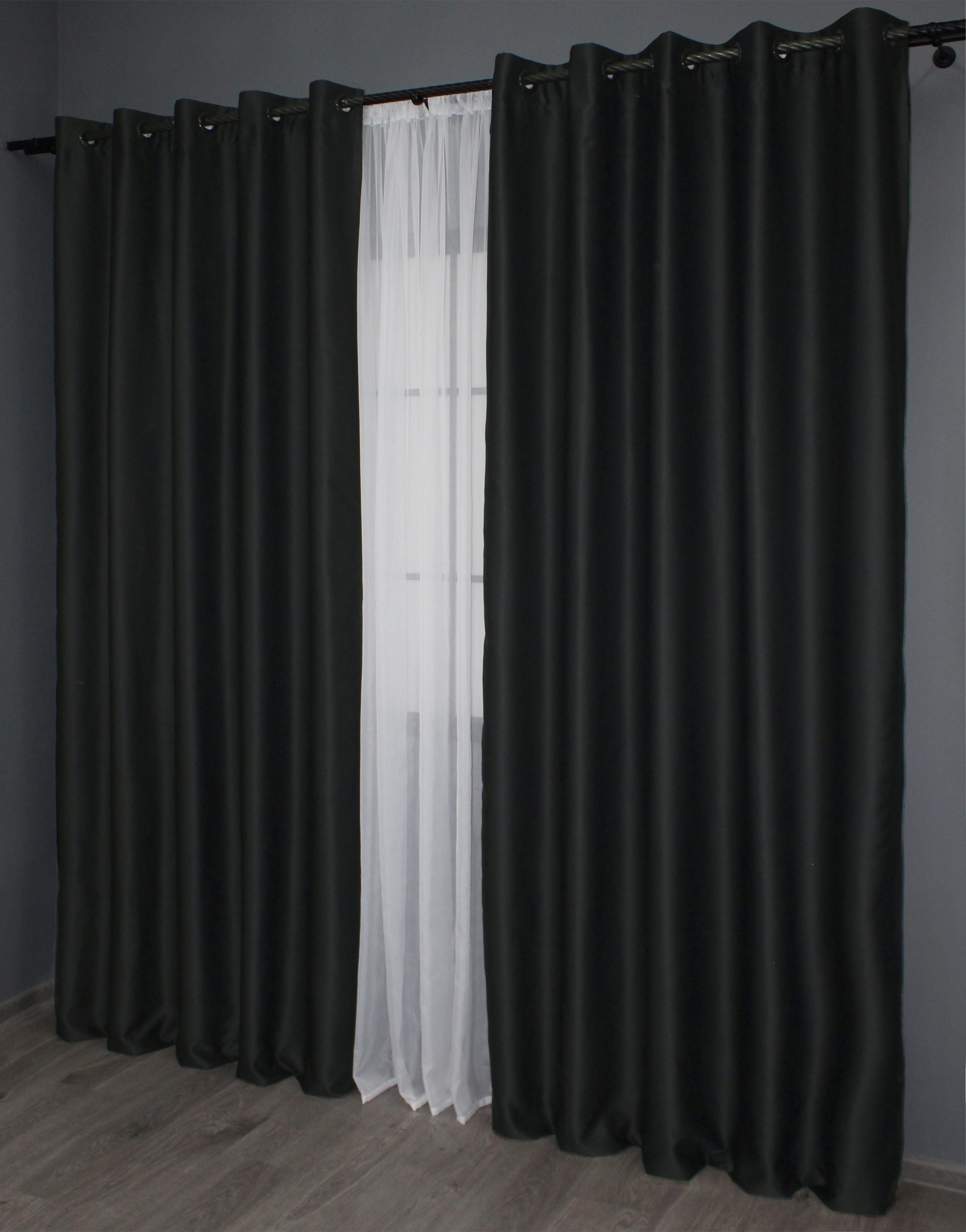 Комплект штор на люверсах VR-Textil Midnight №1165ш 150х270 см 2 шт. Чорний (37-0117) - фото 5