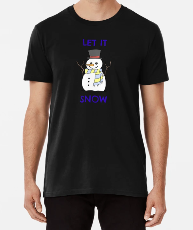Футболка мужская новогодняя Stedman с принтом Let it snow Снеговик XXL Черный (НГ79-5)