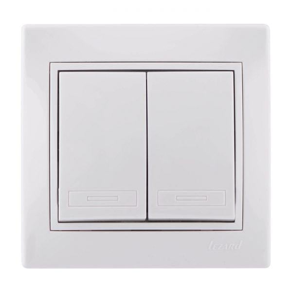 Выключатель двухклавишный Lezard Mira Белый (27549099)