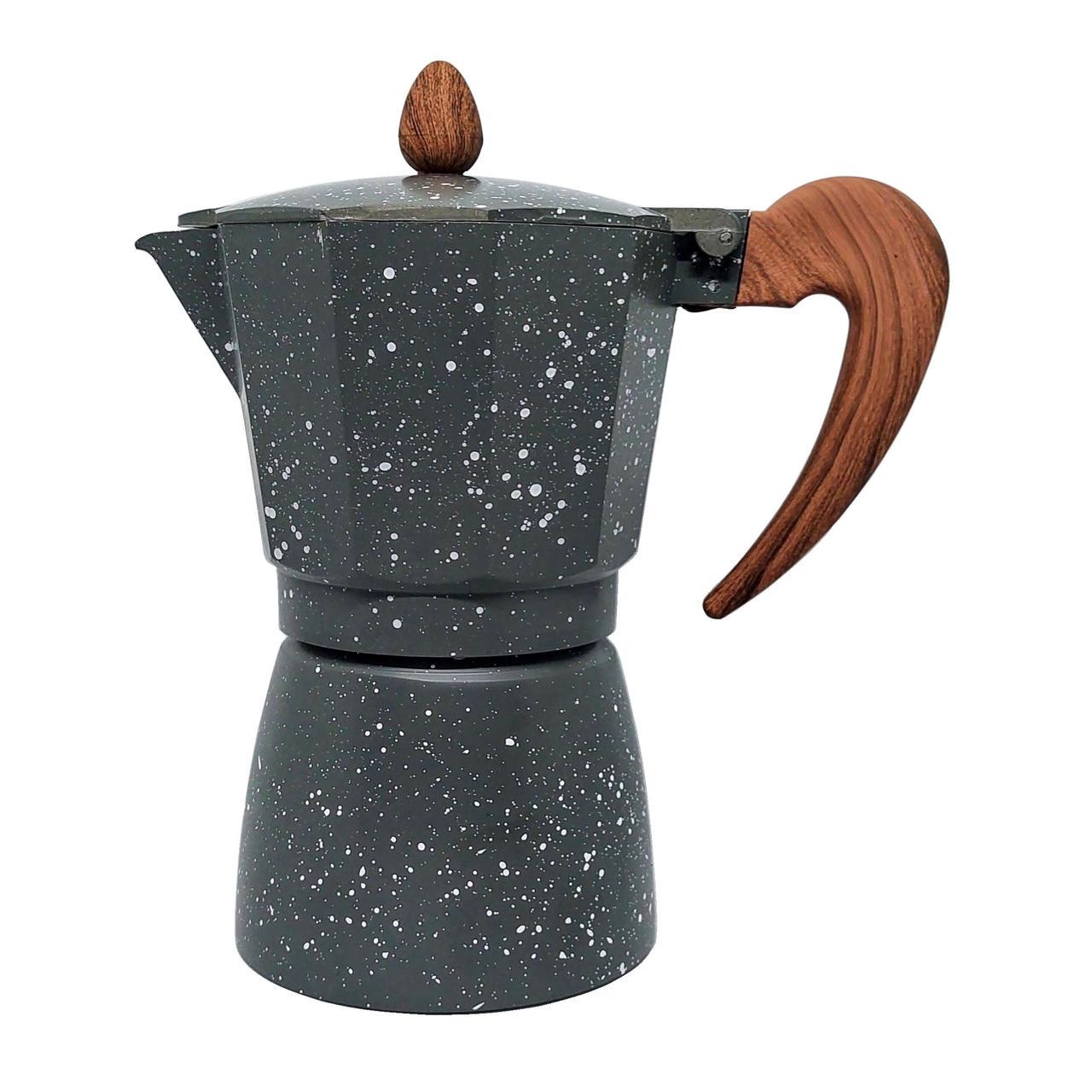 Гейзерная кофеварка A-Plus #2085 алюминиевая с мраморным покрытием 300 мл на 6 чашек (201238-6)